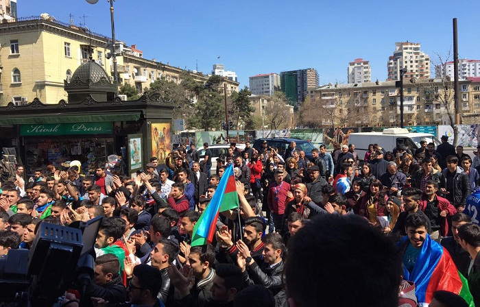 Youth in Baku celebrating Azerbaijani army